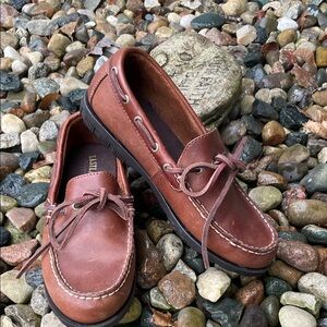 Eastland Brown Leather Moc Toe Boat Shoes Loafers